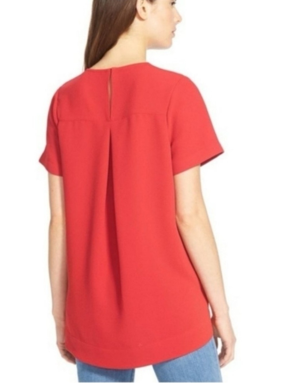Madewell Bright Red Blouse With Pleated Back - Picture 2 of 9